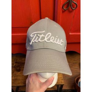 Titleist New Era Med/Lar Dove Grey Baseball Cap Fitted Mesh Back FootJoy EUC
